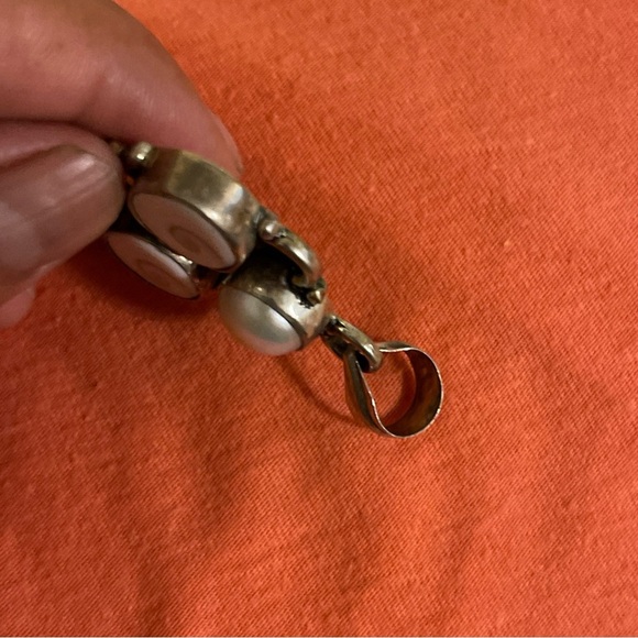vintage shiva eye, pearl Women's pendant in silver tone - Picture 3 of 5